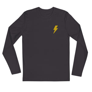 Embroidered Mens Lightning Long Sleeve Fitted Crew (3 colors)