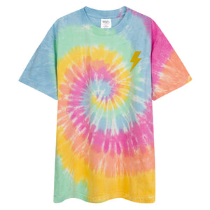 Embroidered Lightning Oversized tie-dye t-shirt  (5 colors)