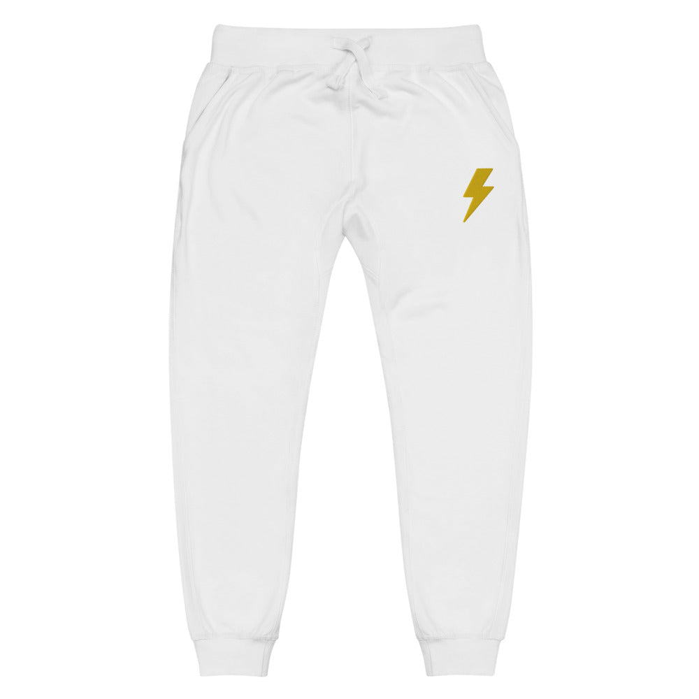 Embroidered Lightning White Unisex Fleece sweatpants