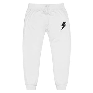 Embroidered White/Black Lightning Unisex fleece sweatpants